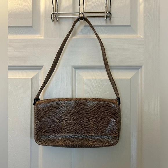 1990S STUART WEITZMAN MADE IN SPAIN SNAKESKIN SHOULDER BAG - Picture 1 of 8